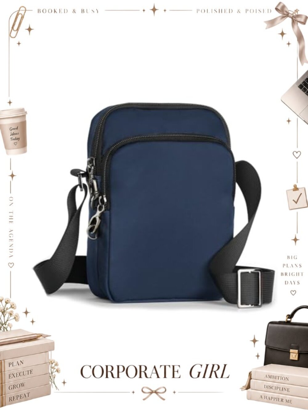RFID Blocking Crossbody Sling Bag Water Resistant Nylon Anti Theft Travel